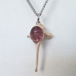 Spinal Scarab Bone and Glass Necklace